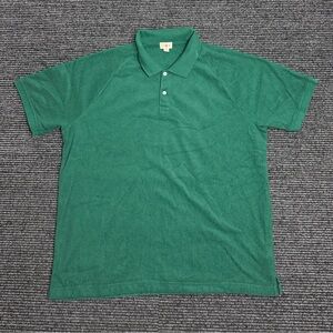 Vintage J Crew Shirt Men 2XL Green Oarsman Terry Cloth Polo Toweling Preppy